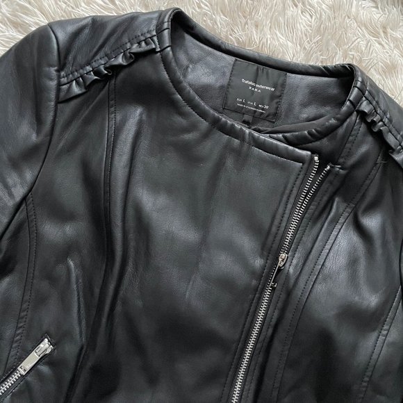 Zara Ruffled Faux Leather Jacket - Trafaluc - Picture 6 of 15